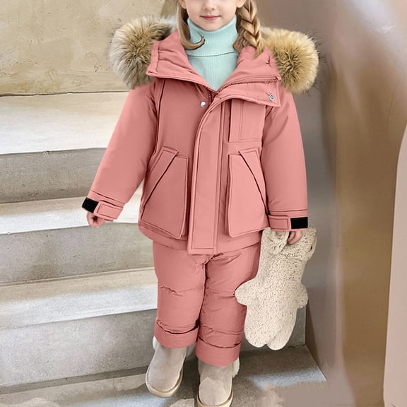ATOGUTA Ski Suit for Kids Ski Jacket Snow Jacket Pants Suits Windproof Waterproof Winter Coats Size 6M-4T, Pink