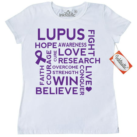 Inktastic Lupus Awareness Walk Slogan Ribbon Women's T-Shirt Fight Event Support Research Gear Purple Clothing Apparel Tees Adult