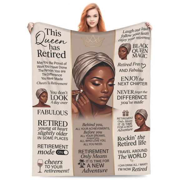 African American Retirement Gift for Women, Inspirational Retired Throw Blanket, Retirement Gift for Coworker Teacher Nurse Mom Sister Friend 50x40