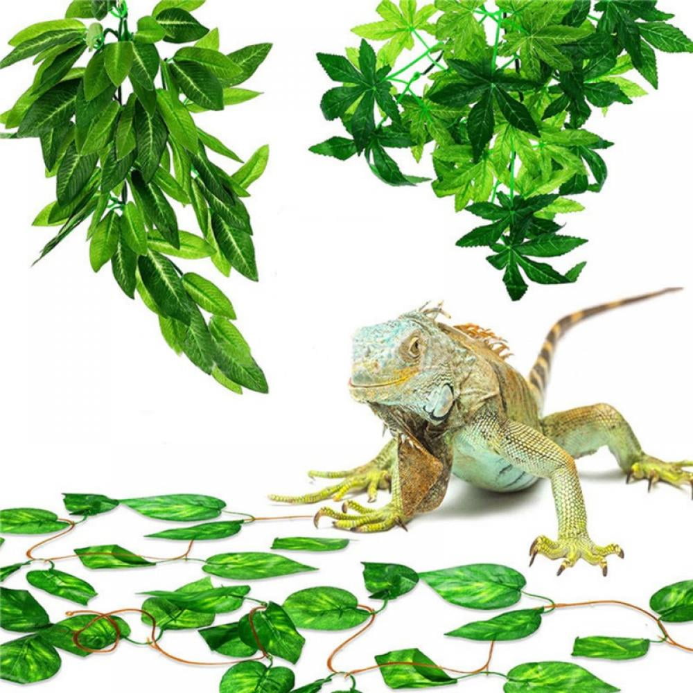 Pack of 3 Flexible Bend-A-Branch Jungle Vines Plastic Terrarium Plant Leaves Pet Habitat Decor for Lizard,Frogs Reptile Vines Snakes and More Reptiles 