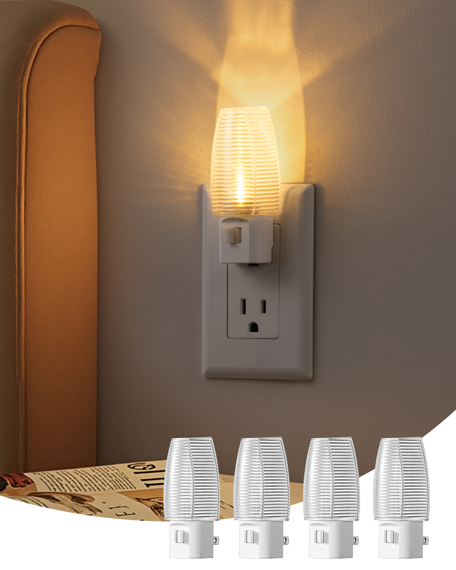 DEWENWILS LED Night Light Plug-In with Switch, Warm White 6-Pack photo 2