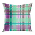 thumbnail image 1 of BOSDECO Blue Eps Plaid Checkered Pattern in Teal Brown and Purple Over Gray 10 Repeating Pattern Abstract Pillowcase Pillow Cover Cushion Case 16x16 inch, 1 of 1