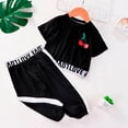 thumbnail image 3 of LNMQLPDBS Toddler Sets for Girls Cherry Graphic Letters Printed Short Sleeve Crewneck T-Shirt & Loose Elastic Waist Pants 2pcs Outfits Baby Girl Clothes Kids Casual Sport Set for Spring Summer, 3 of 4
