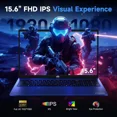 thumbnail image 4 of 15.6" IPS FHD-Gaming-Laptop, AMD 8 Cores Ryzen 7 7735HS 32GB DDR5 RAM 1TB SSD (Beats i7-12650H Up to 4.75GHz) AMD Radeon 680M GPU-Computer with 100W Type-C Backlit Keyboard Fingerprint, 4 of 7