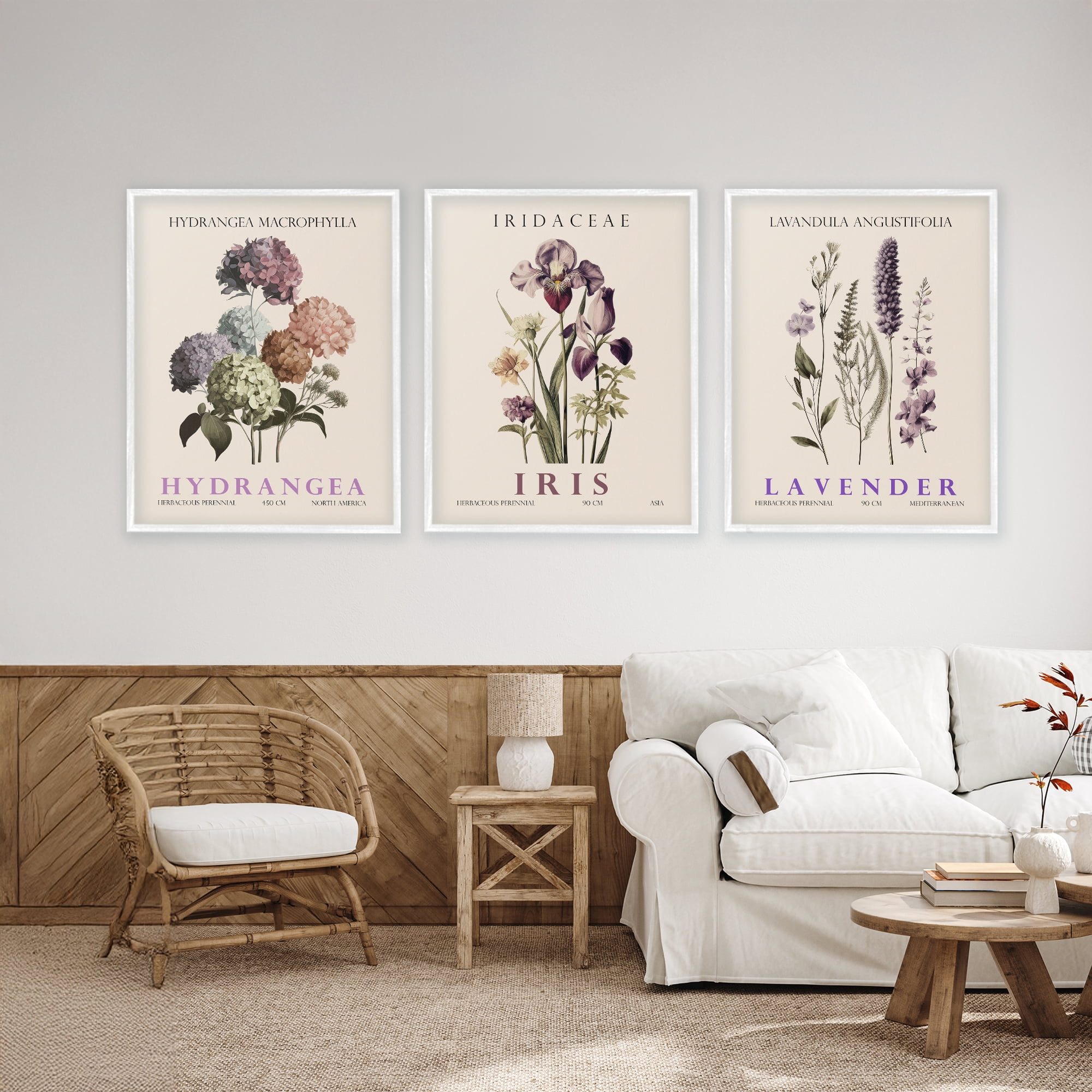 Stupell Industries Botanical Bundles & Sprigs 3 Piece White Framed Giclee Art Set, design by Christopher Giampietro