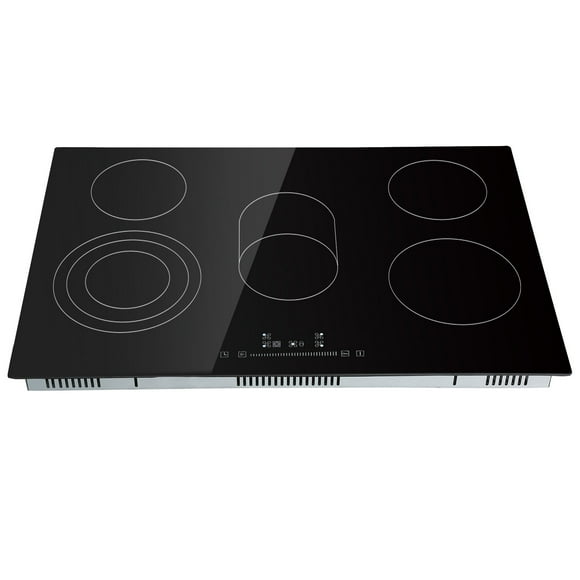 KFFKFF Sleek Electric Stove Top, Size 30.3 x 20.5 inch, Comes with 5 Burners, 240V, Ceramic Top with Touch Controls, Includes Timer & Child Lock, 9 Heat Levels for Diverse Cooking Requirements