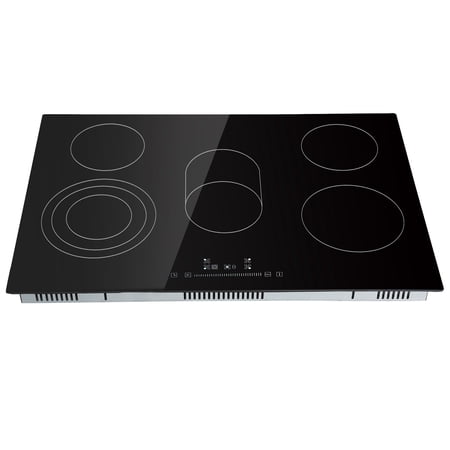 KFFKFF Built-in Electric Cooktop, 30.3 x 20.5 inch with 5 Heating Zones, 240V Glass Radiant Surface featuring Touch Controls, Timer Function, Child Safety Lock, and 9 Adjustable Power Settings