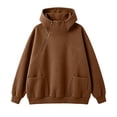 thumbnail image 4 of Hurxie Women's Lightweight Hoodies Full Zip Up Oversized Sweatshirts with Pockets Long Sleeve Thin Casual Hooded Jackets Brown,3XL, 4 of 6