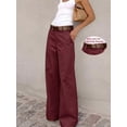 thumbnail image 4 of Women High Waist Wide Leg Pants, Loose Fit Long Trousers with Pockets for Daily Office Commute, 4 of 6