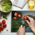 thumbnail image 3 of Forest Cutting Board, Lake in Natura Reserve Springendal Netherlands Foggy Morning in Woods Ecology, Decorative Tempered Glass Cutting and Serving Board, Large Size, Green Purplegrey, by Ambesonne, 3 of 5