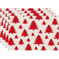 Snowman Trees Christmas Placemats, 12x18 Inch Seasonal Winter Xmas Holiday Washable Table Mats Set of 4, Thanksgiving Party Kitchen Dining Decoration (Christmas Day -10, 12‘’x18‘’)