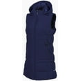thumbnail image 2 of Chrisuno Women's Long Puffer Vest Waterproof Womens Down Vest Warm Outdoor Sleeveless Bubble Jacket With Hood Navy Medium, 2 of 5