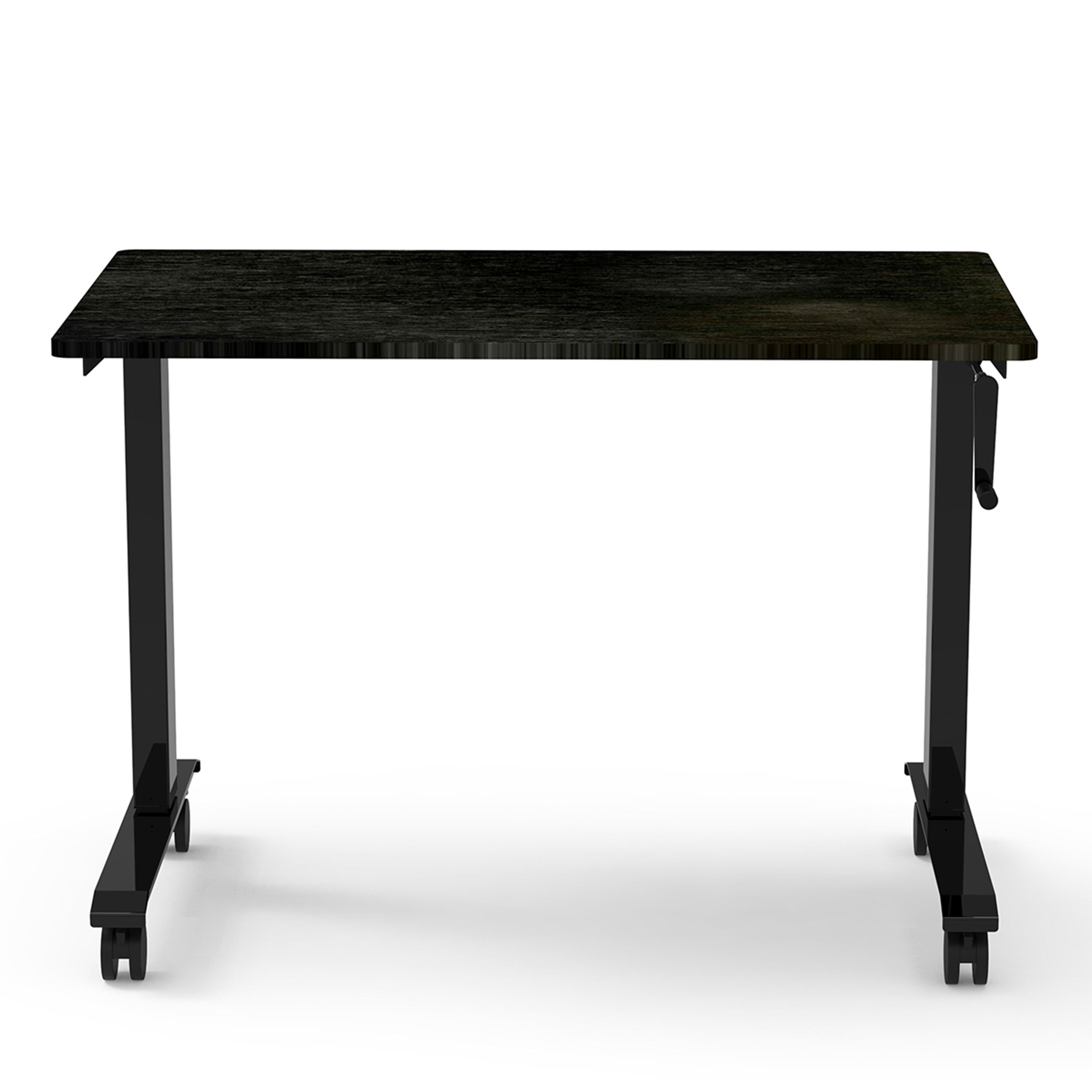 Stand Up Desk Store Crank Adjustable Height Rolling Standing Desk (Charcoal Frame/Black Coffee Bamboo Top, 48" Wide)