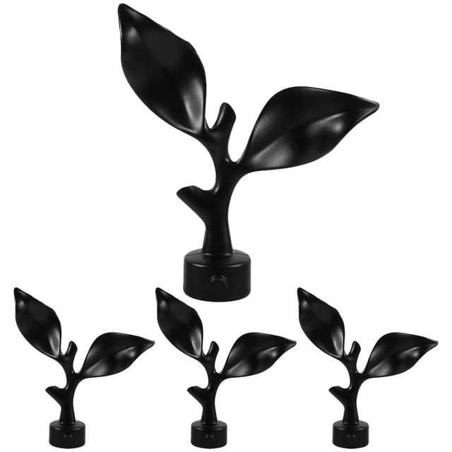 KAKOWELY 4 Pcs Embouts en Fer Noir pour Tringles à Rideaux en Forme de Feuille pour Décoration Intérieure