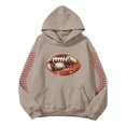 thumbnail image 5 of Blouses for Women Winter Fall Loose Fit Hooded Long Sleeve Cap Cold Shoulder with Pocket Graphic Leisure Cotton Sweatshirt Hoodie(Khaki,XL), 5 of 5