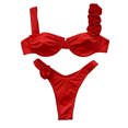 thumbnail image 1 of Swiftwear Womens Tow-Piece Swimsuits with Ruched Floral Top and Low-Rise Bottoms for Enhanced Coverage Swimwear Red S, 1 of 2
