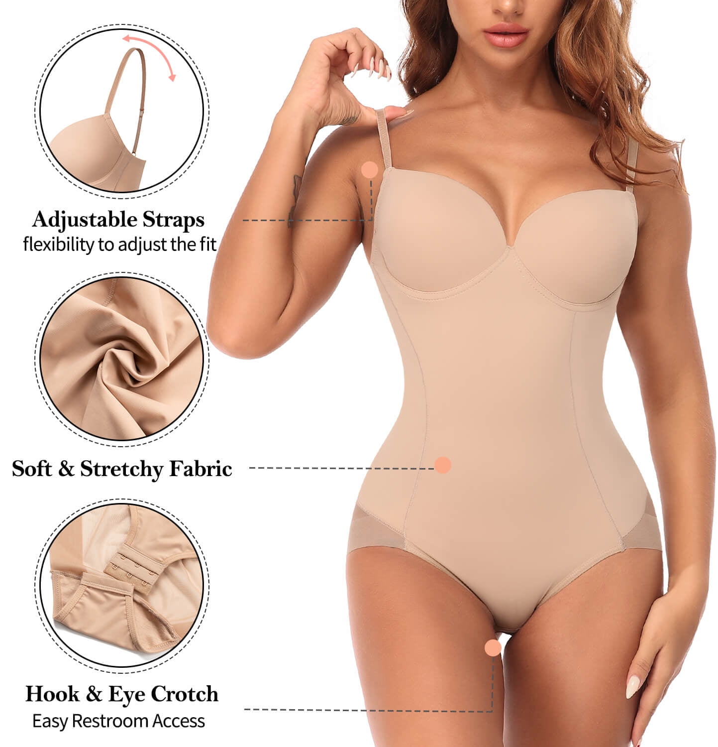 MANIFIQUE Shapewear for Women Tummy Control Slimming Body Shaper Low Back  Built-in Bra Fajas 