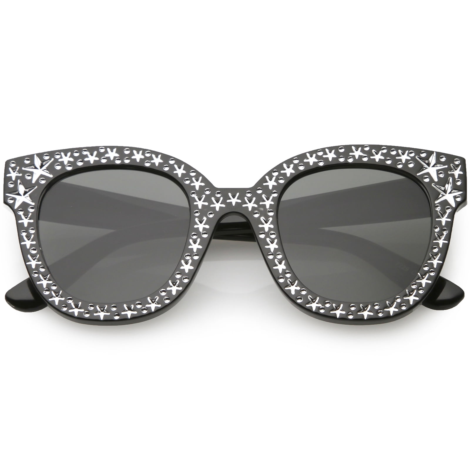 sunglass.la - Oversize Star Accent Details Cat Eye Sunglasses Wide Arms ...