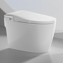 Smart Toilet, Bidet Toilet with Automatic Flip Cover, Electric Tankless Toilet with Heated Bidet Built In, LED Display, Automatic and Foot Feel Flush, White