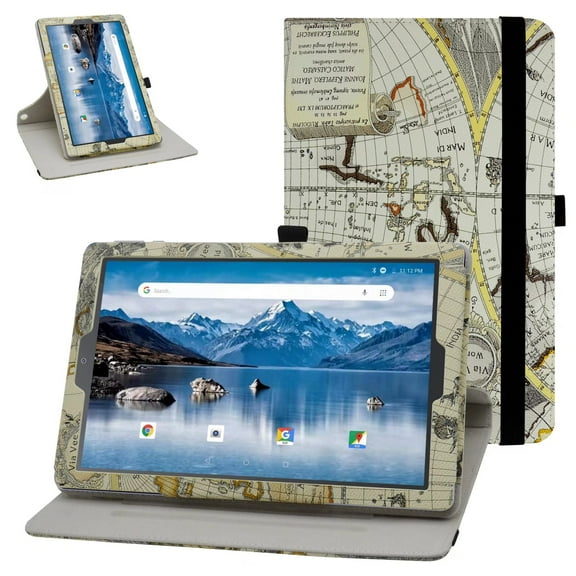 Labanema VANKYO MatrixPad S21 10 inch Tablet Case, 360 Degree Rotary Stand VANKYO MatrixPad S21 10 inch Tablet Cover, Case for VANKYO MatrixPad S21 10 inch Tablet (Map White)