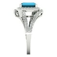 thumbnail image 3 of 1.935 ctw with Simulated Diamond Halo Accents Anniversary Ring for Women | Emerald Cut Simulated Turquoise | Hyperallergenic Solid 14K White Gold, 3 of 5
