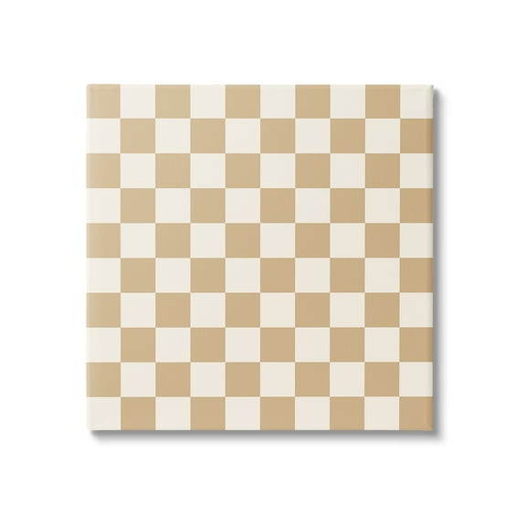 Stupell Industries Neutral Checkered Pattern Abstract Painting Gallery Wrapped Canvas Art Print Wall Art, 17 x 17