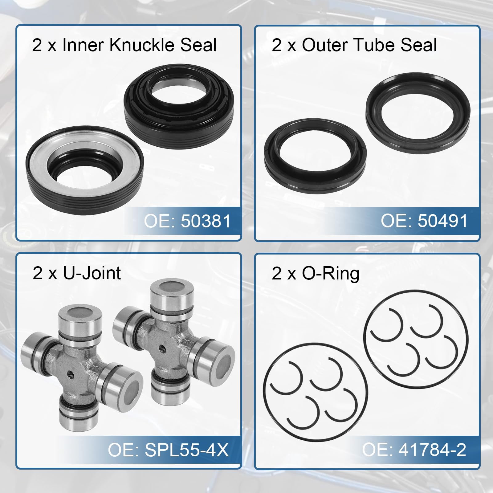 Front Axle Seal & U Joint Kit Compatible with Ford F250 F350 F450 F550 Super Duty Excursion with Dana 50/60 1998-2005 Replace# 2002692 50381 50491 SPL55-4X 41784-2