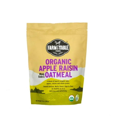 Oatmeal Raisin Walnut - Farm to Table Organic Oatmeal, Whole Grain Apple Raisin, 14 Oz