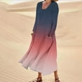 thumbnail image 1 of Robes d'Été pour Femmes Imprimé Manches Longues Col Rond Robes avec Poche, 1 of 5