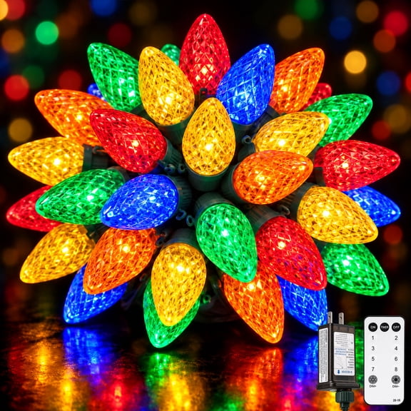 Iseebiz Christmas Lights Outdoor, 81.7FT 100 LED, String Lights with Remote, Timer, 8 Modes, Multicolor