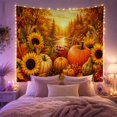 thumbnail image 2 of Autumn Landscape with Sunflowers and Pumpkins in Forest Sunset, Cozy Rustic for Nature Lovers, Harvest Wall Art, Thanksgiving Gift, Tapestry Wall Hanging for Bedroom and Living Room, 2 of 7