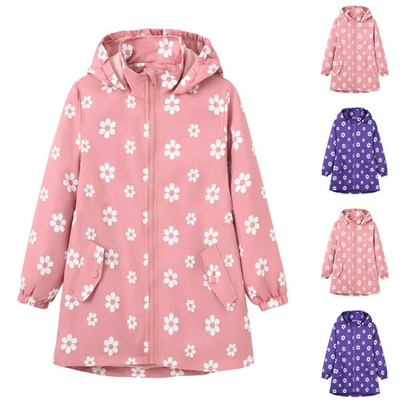 Zwiiyzr 3-9Y Girls Winter Jacket Coat Warm Fleece Lined Long Jacket Outerwear with Hooded Soft Cute Fall Winter Clothes Pink