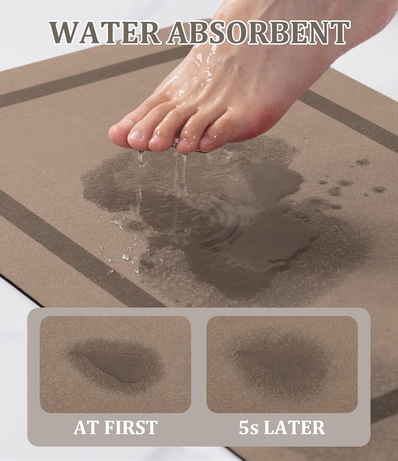Bathroom Mat Rugs 24x16, Ultra Thin Magic Mat Bathroom Rug Non Slip Bath Rugs Quick Dry Absorbent Bath Mats for Bathroom Floor, (Grey, 24"x16")