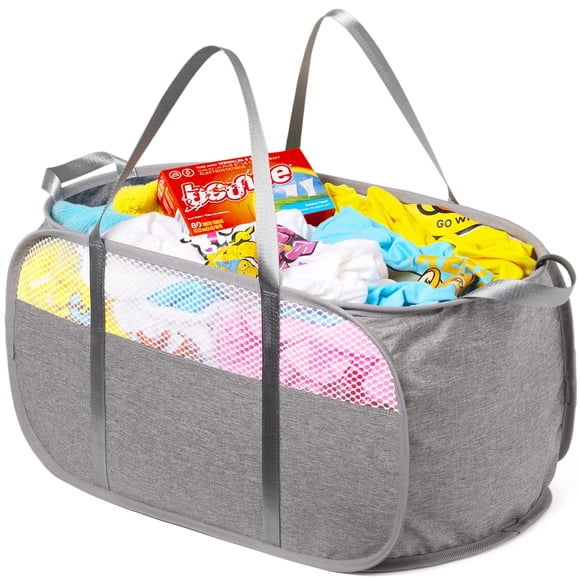 Fenlosi Cestas para la colada emergentes a prueba de desgarros, con asas fuertes, cesta para la colada, fácil de transportar y subir y bajar escaleras, malla de panal transpirable, cesta para la colad