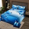 thumbnail image 2 of Blue Rose Quilt Set Dreamy Butterfly Bedspread Twin Blue Butterfly Romantic Themed Coverlet Set Teen Rustic Farm Floral Bed Set Cute Animal Butterfly Bedding, 2 of 5