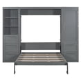 thumbnail image 3 of Velmero Unité Murale de Lit Escamotable Grand Gain de Place avec Garde-Robe Intégrée, Tiroirs de Rangement et Étagères – Solution Moderne Transformable pour Lit d'Appoint, Gris, 3 of 22