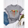 thumbnail image 3 of QAFOPEH Women Cat Paw Heart Print Round Neck Short Sleeve Summer Top, 3 of 5