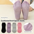 thumbnail image 2 of Grofry 1 Pair Socks Unisex Trampoline Socks Anti-skid Silicone Grip Bottom Solid Color Shock-absorbing High Elasticity Sweat Absorption Adult Home Dotted Sole, 2 of 8