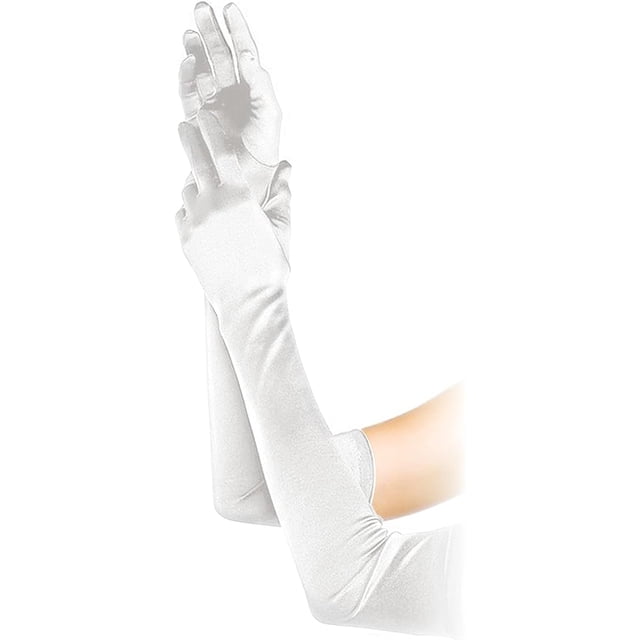 Blanco: guantes largos de noche estilo años 20, guantes de boda con codos, guantes de baile sexys para disfraz de boda, guantes de fiesta para mujer, guantes de ópera
