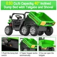 thumbnail image 2 of 24 Volt 4WD Kids Ride on Dump Truck with Remote Control, 2 Seater Electric Powered 6-Wheel UTV Toys, Ride on Tractor Car w/ Tipping Bucket Trailer, Shovel, Suspension, Bluetooth Music, Green, 2 of 8