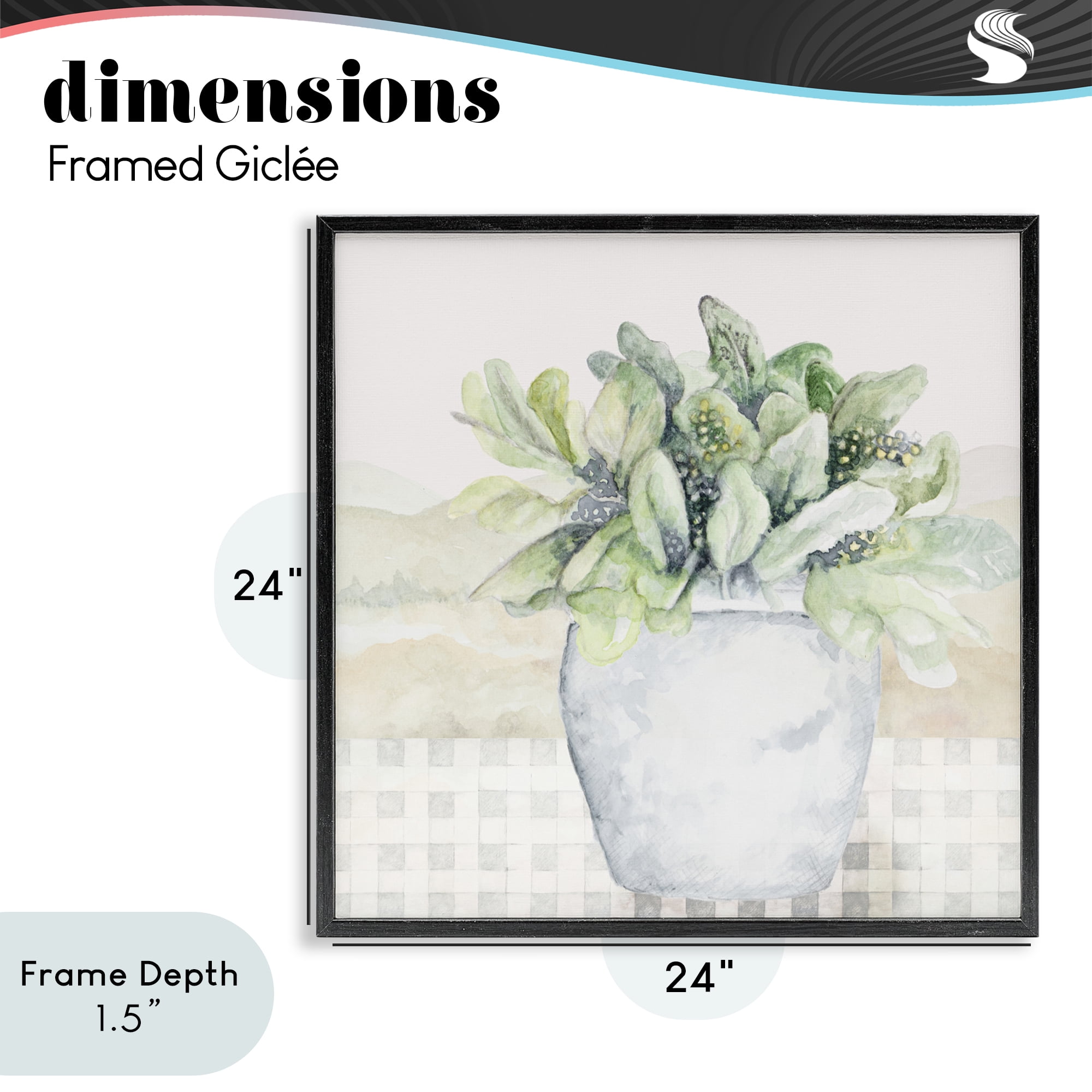 Stupell Industries Potted Farm Herbs Arrangement Black Framed Giclee Art, design by Janice Gaynor