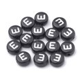 thumbnail image 2 of Opaque Acrylic Beads Horizontal Hole Alphabet Style Flat Round Letter.E 7x4mm Hole: 1.5mm about 370pcs/50g, 2 of 2