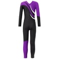 thumbnail image 2 of YONGHS Girls Kids One Piece Skating Dance Unitard Jumpsuit Long Sleeve Gymnastic Leotard Bodysuit Purple 6, 2 of 5