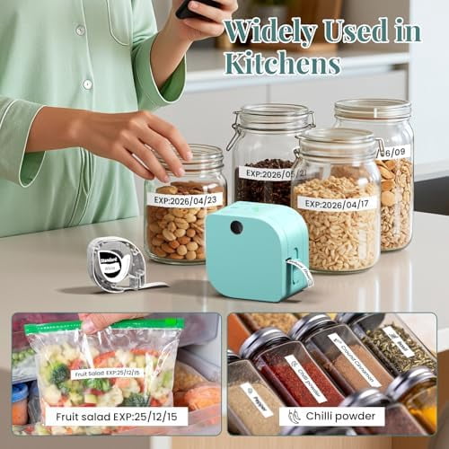 Quivanta Label Maker Machine with Tape, P12 Bluetooth Mini Label Makers Thermal Transfer Ribbon Printer Machine with Typewriters Templates for Home, School, Clothes, Gift Wrapping, Office, Green