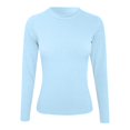 thumbnail image 4 of Womens Long Sleeve Stretch Crewneck Ribbed T Shirt, Polyester, with Front Pleated Design, 4 of 4