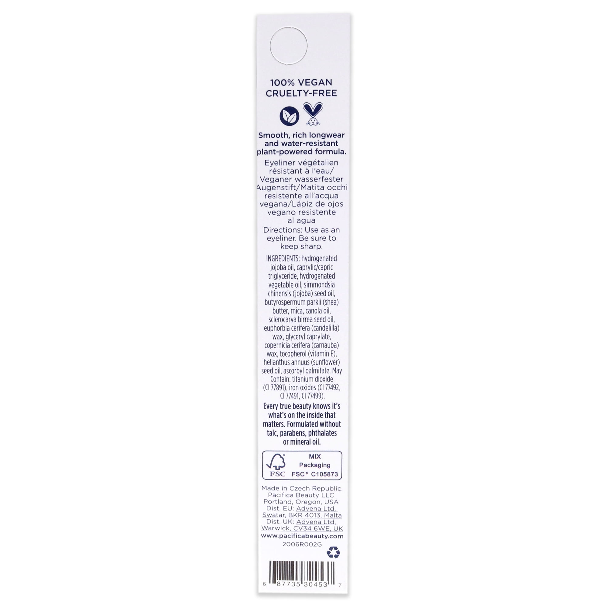 Pacifica Vegan Water Resistant Eyeliner - Jet, 0.04 oz Eyeliner