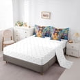 thumbnail image 5 of Castle Fairy Cartoon Black Girl Twin Size Bedding 7-Piece for Teens,Watercolor Flying Butterflies Bedding Comforter Set,Brown Blue, 5 of 7