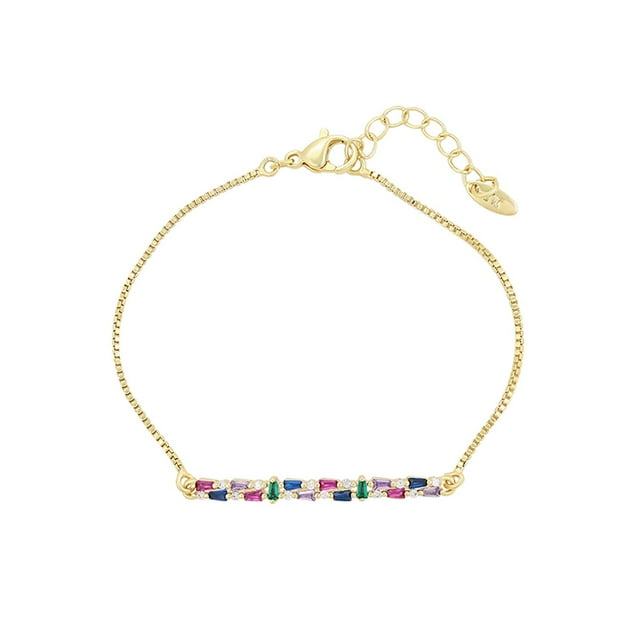 Pulsera Esclava Dama Con Swarovski Multicolor Oro 14K Lam dorado Unitalla