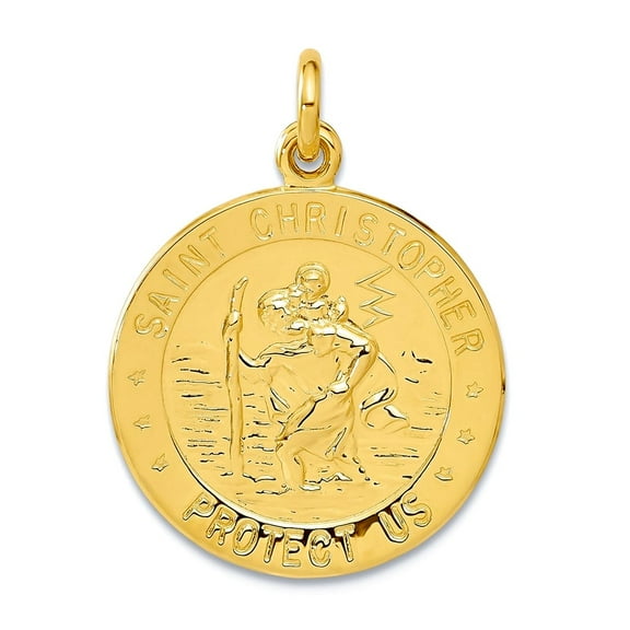 24k Gold Plated 925 Sterling Silver St. Christopher Football Pendant Necklace 25.9x18.4mm Wide Pendant for Women
