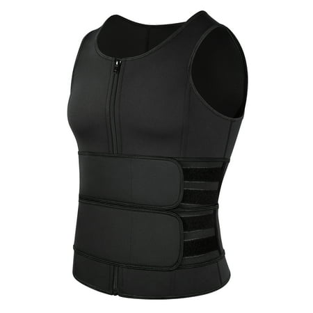

Sauna Suit for Men Zipper Workout Thermal Vest with 2 Adjustable Sweat Waist Trainer Belt